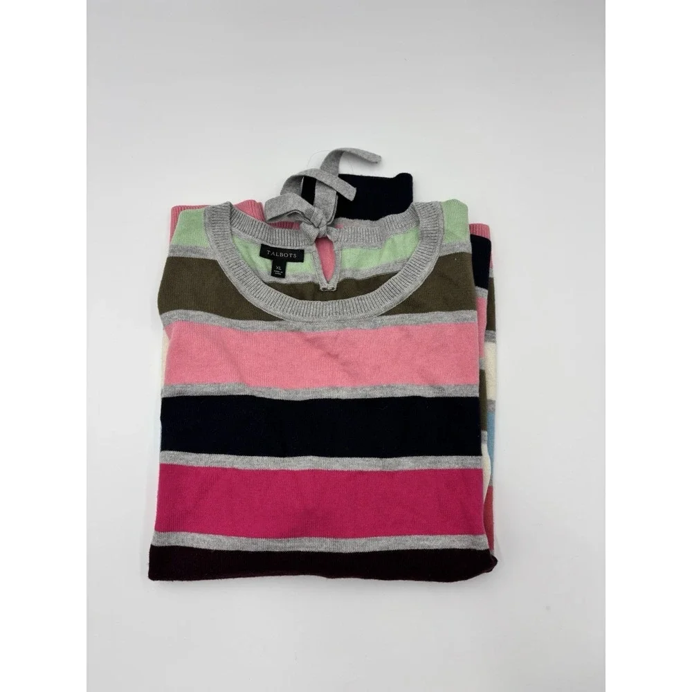 Talbots Supersoft Sweater Womens XL‎ Striped Cashmere Blend Lightweight Preppy